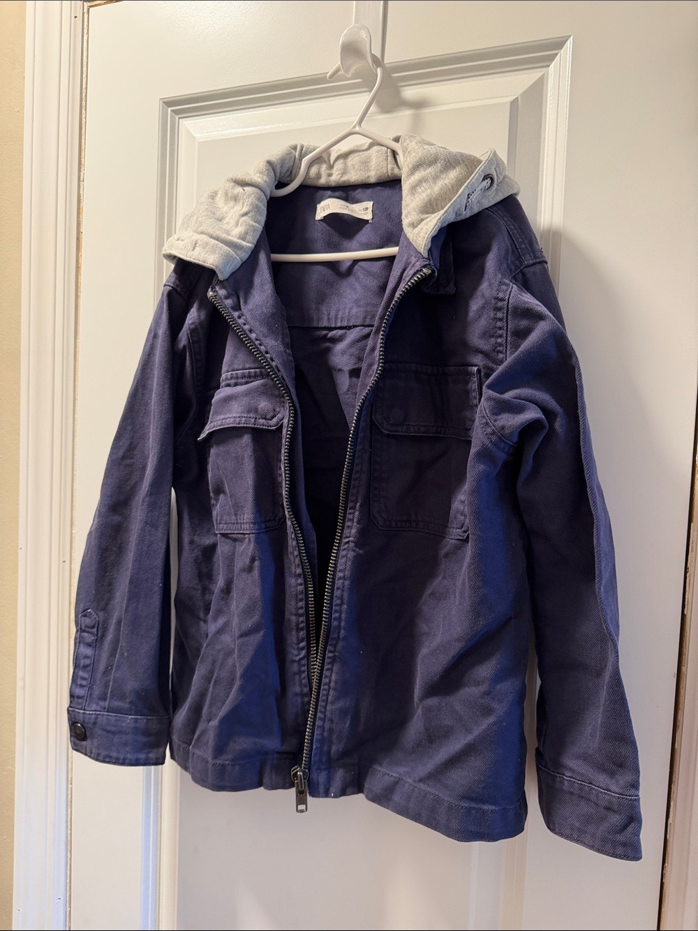 Kids Navy Hooded Utility Jacket - Casual Zip Front